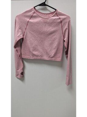Pink Marl Seamless Long-Sleeve Active Crop Top